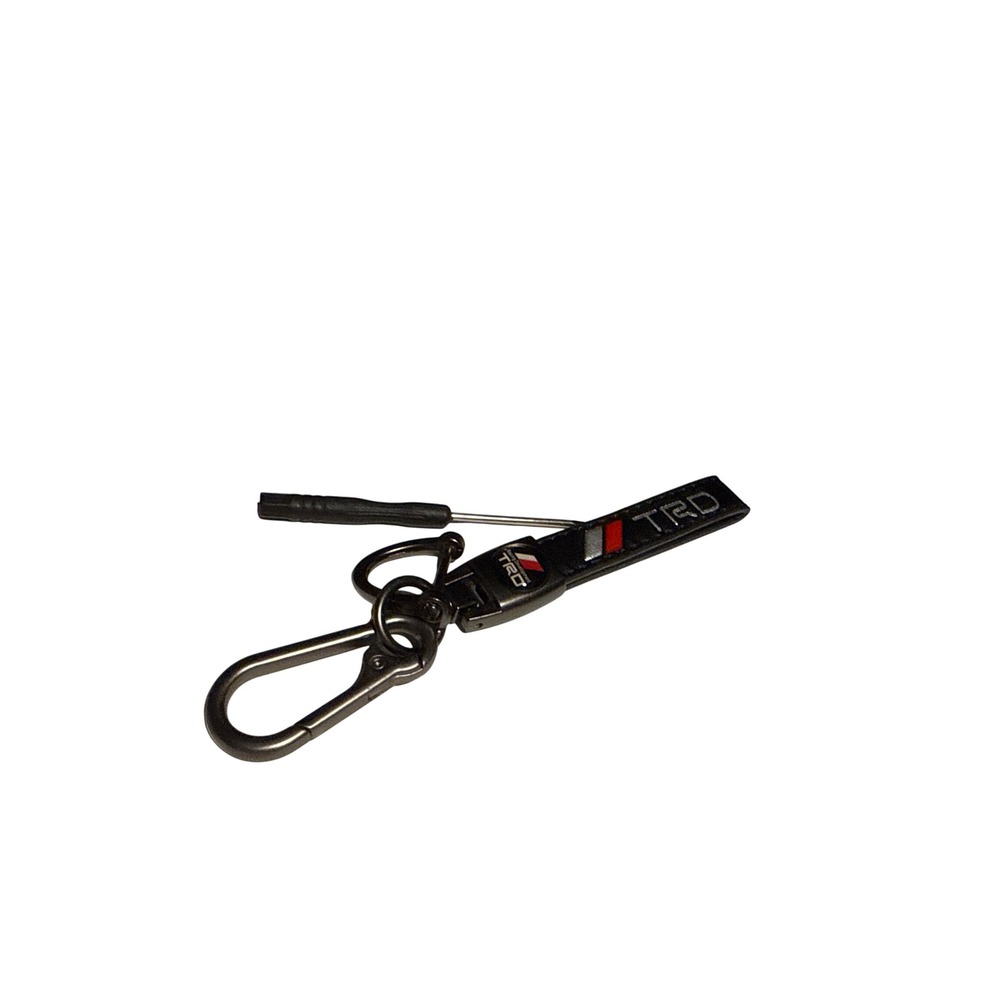 Toyota Racing Development TRD Black Leather Keychain with Carabiner and Tool